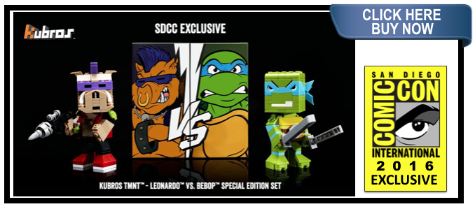 SDCC 2016 Exclusive Mega Bloks TMNT Kubros Leonardo vs Bebop Special Edition